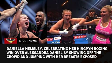 boxer flashes crowd after fight|Kingpyn Boxing results: Daniella Hemsley flashes audience after。